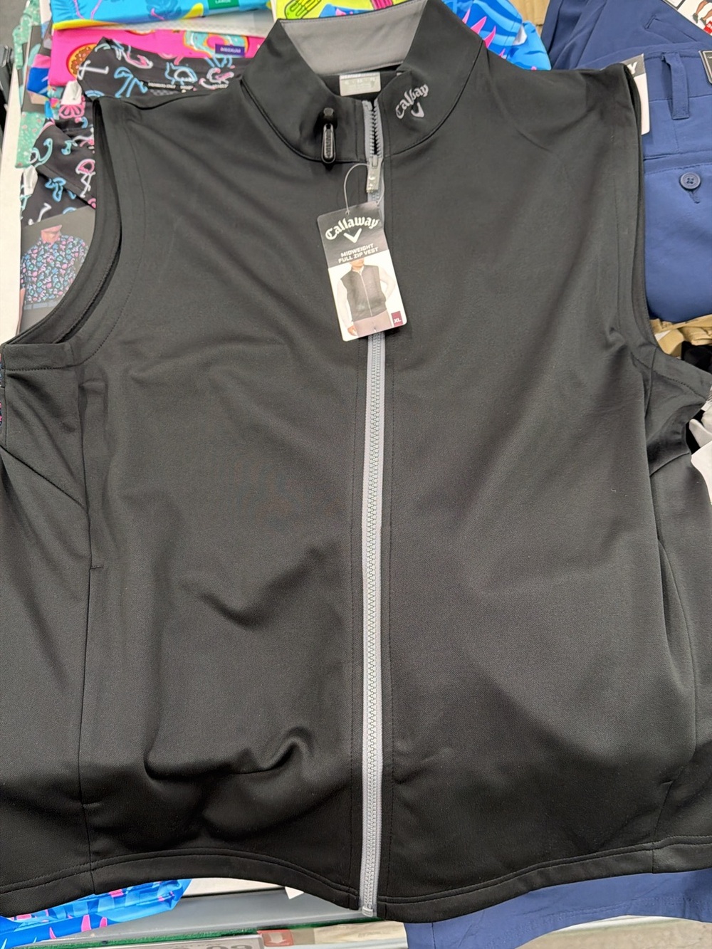 Callaway Black Sleeveless Zip-Front Golf Vest with Gray Zipper
